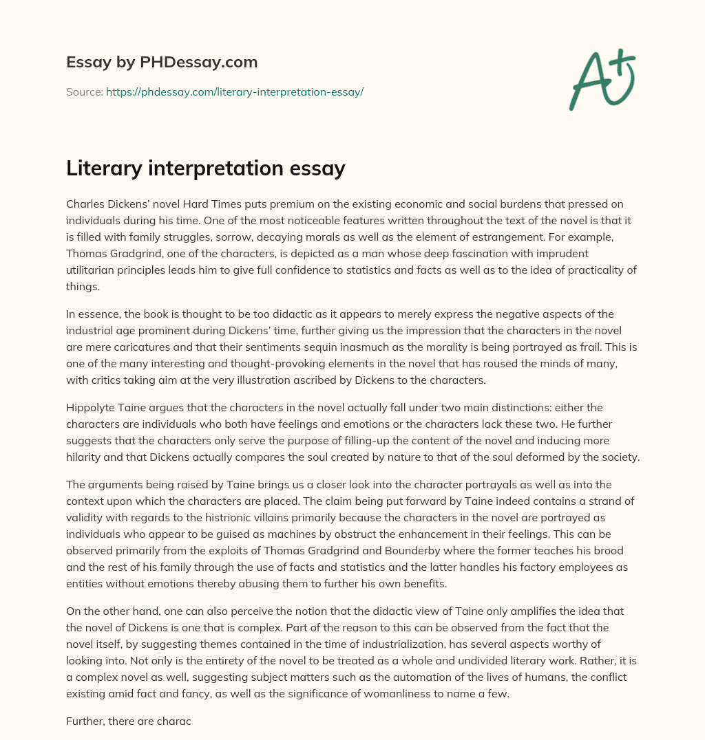 Literary interpretation essay essay
