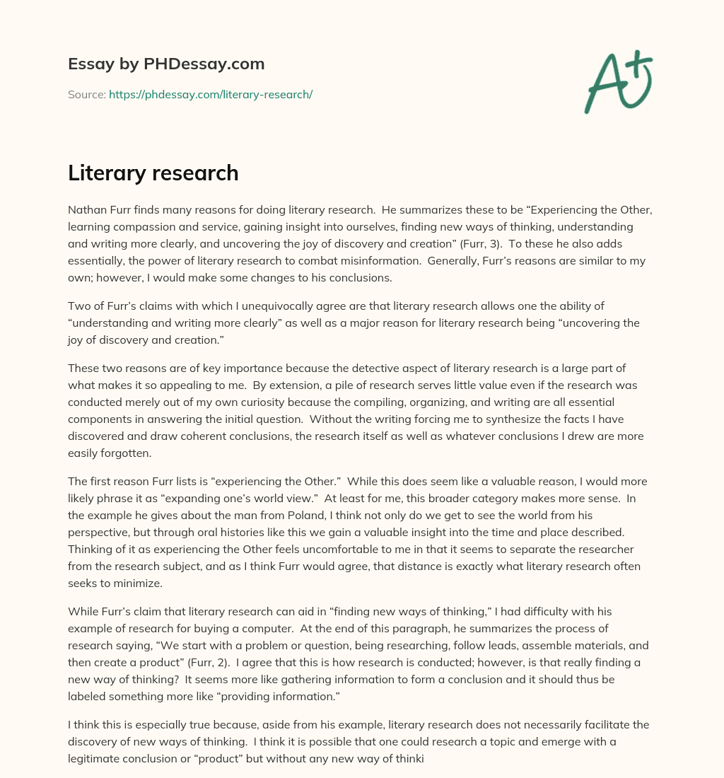 The Importance of Literary Research for Understanding, Writing, and Combatting Misinformation essay