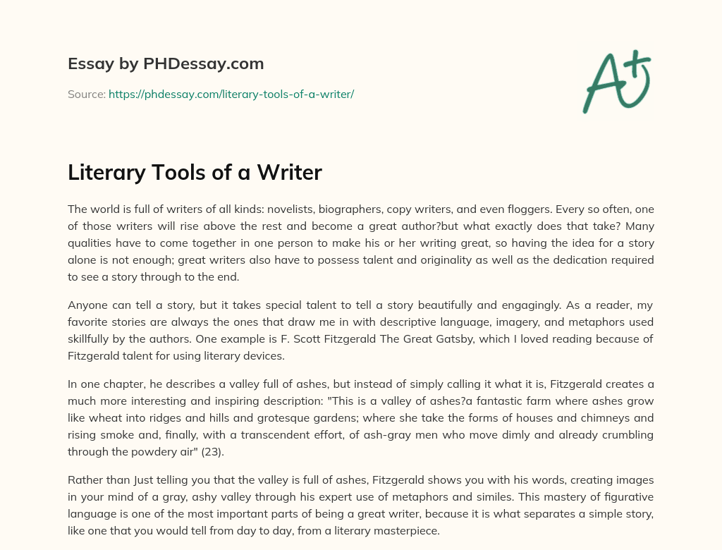 Literary Tools of a Writer essay