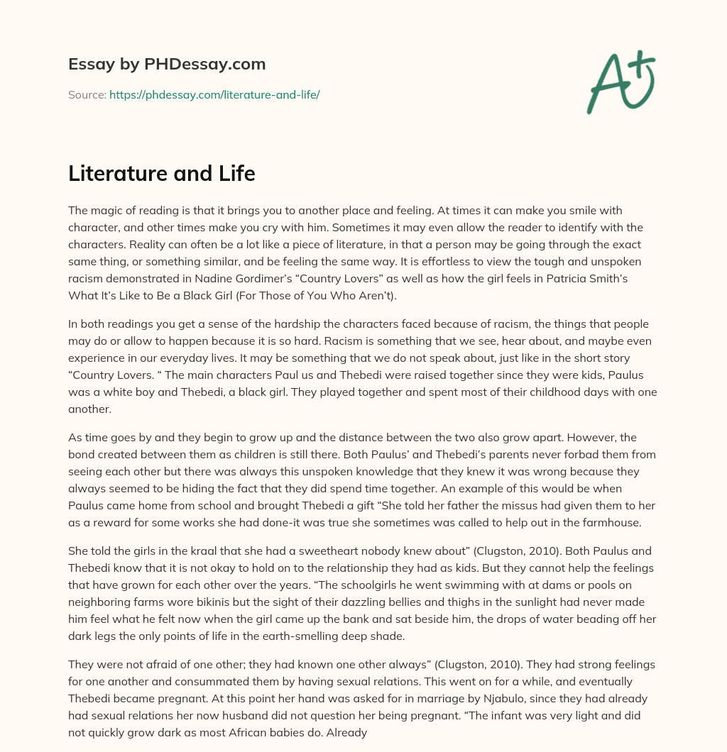 Literature and Life essay