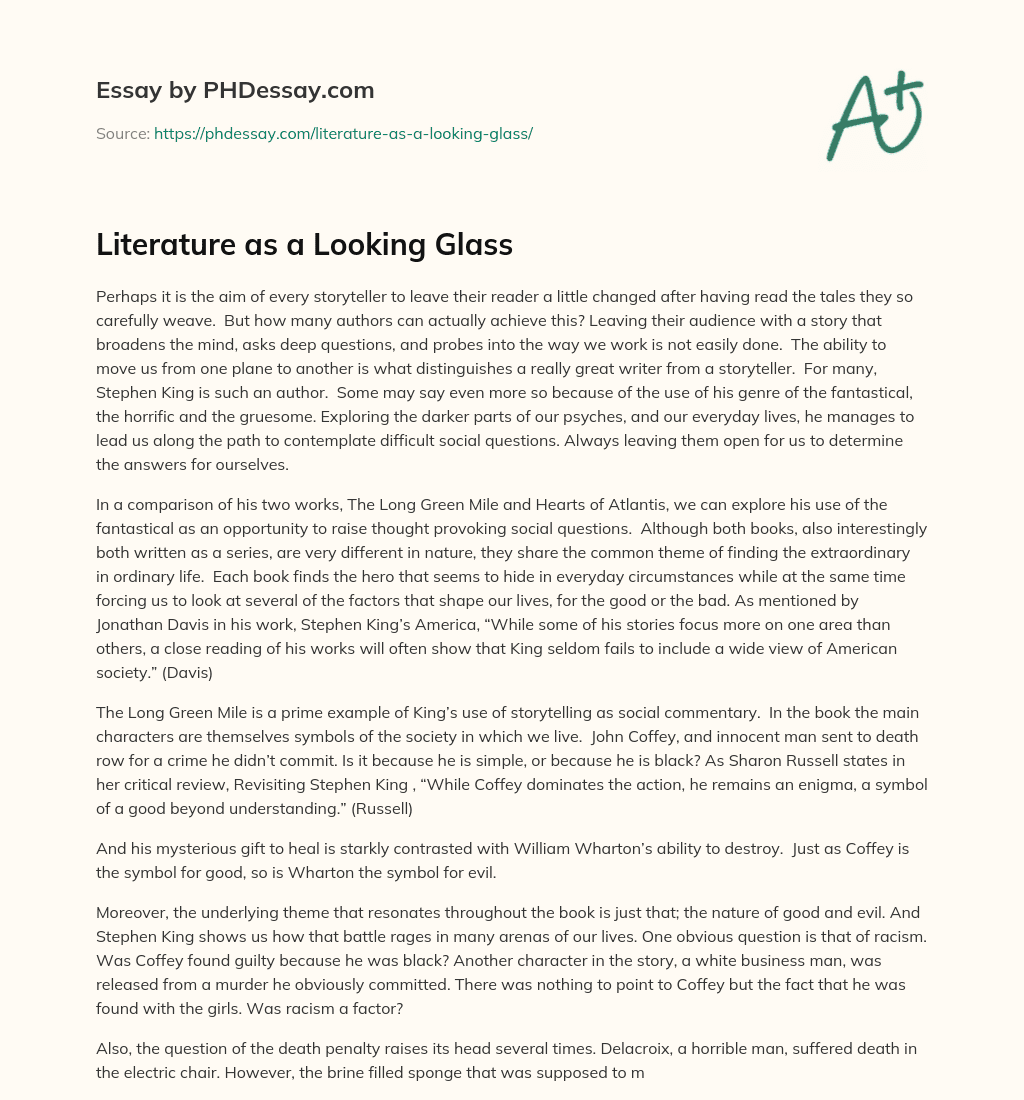 Literature as a Looking Glass essay