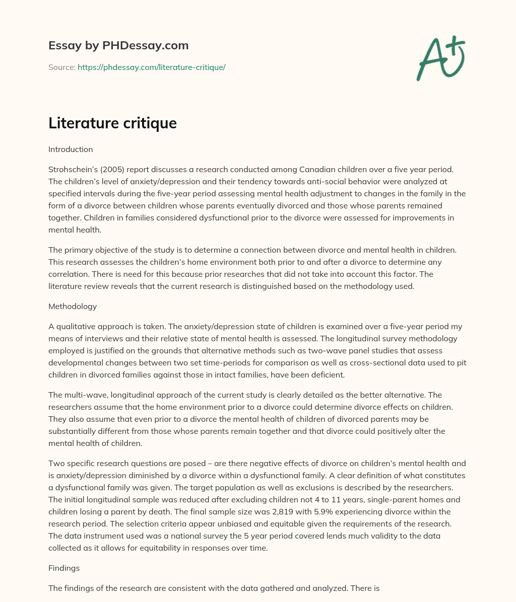 Literature critique essay
