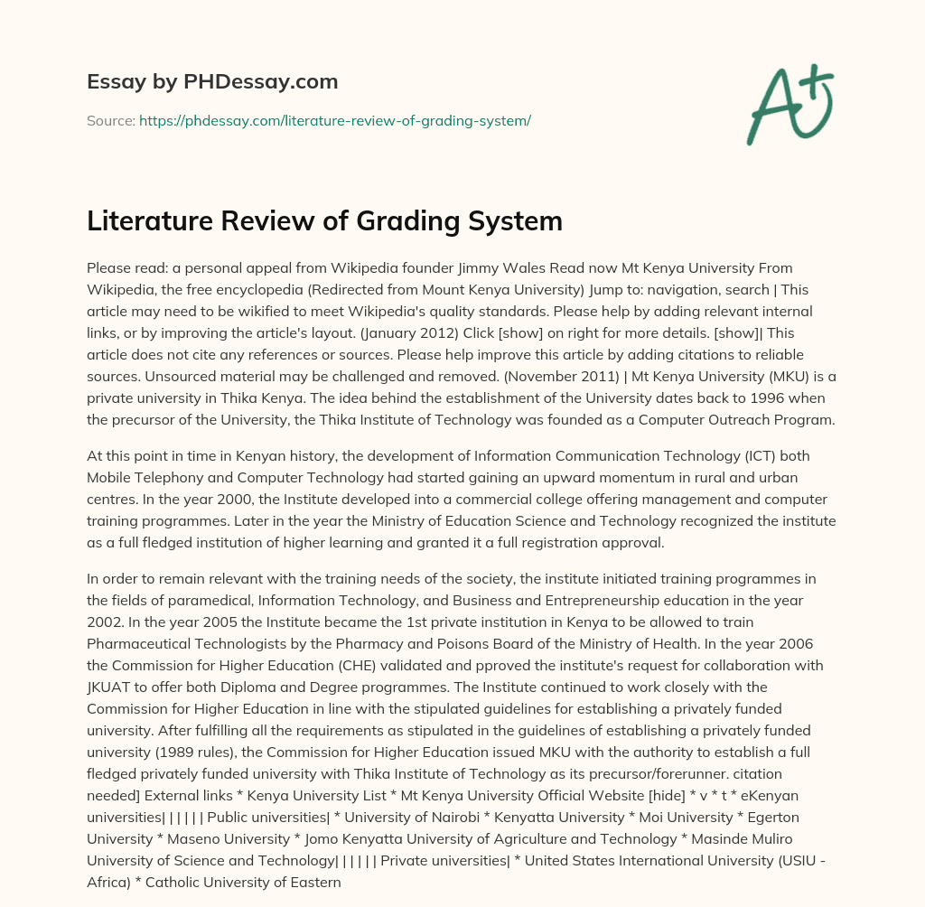 essay about grading