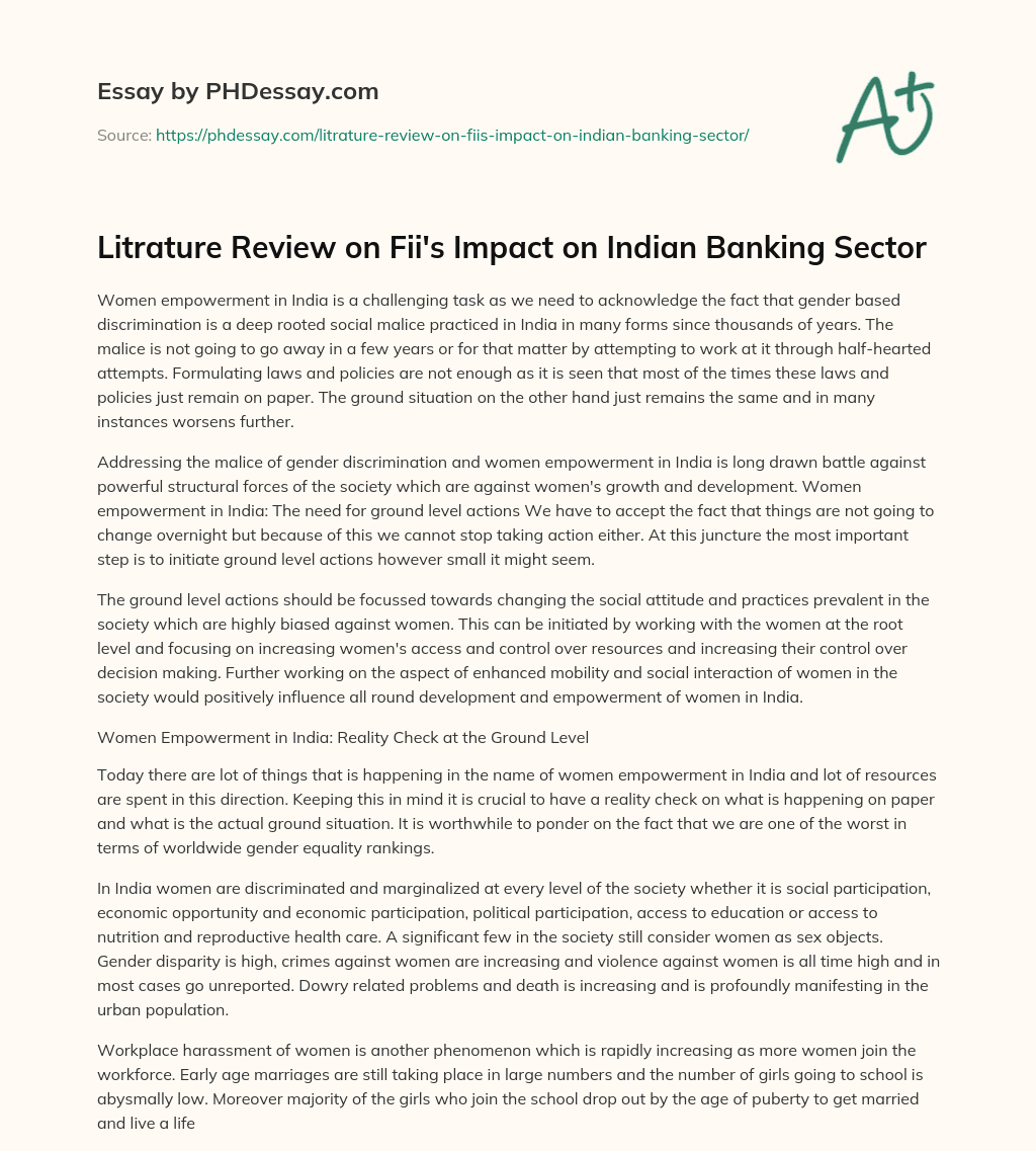 Litrature Review on Fii’s Impact on Indian Banking Sector essay