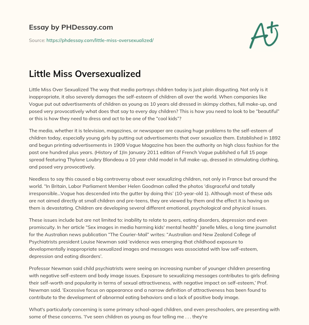 Little Miss Oversexualized essay