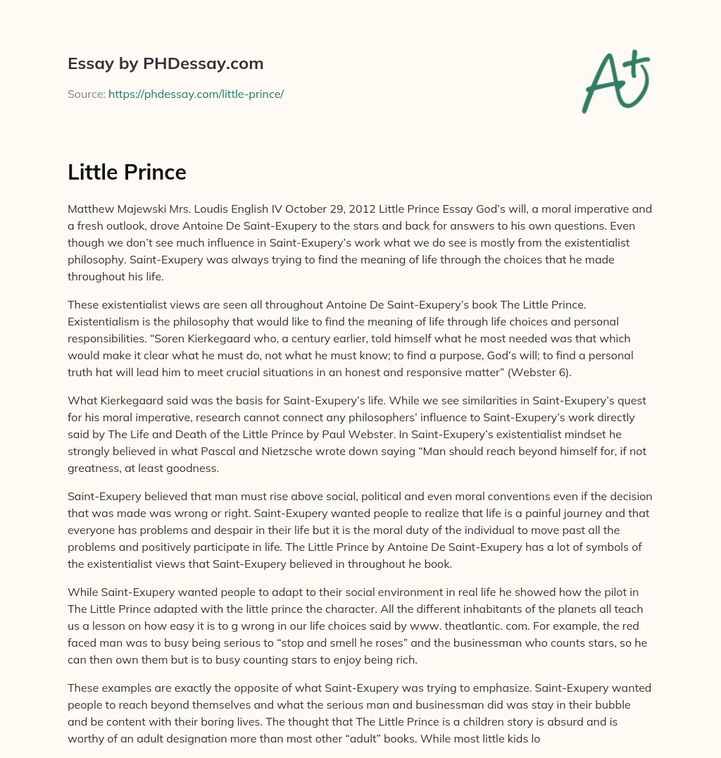 Little Prince essay