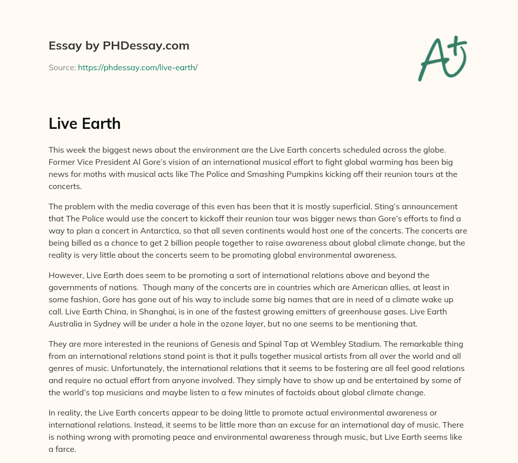 Live Earth essay