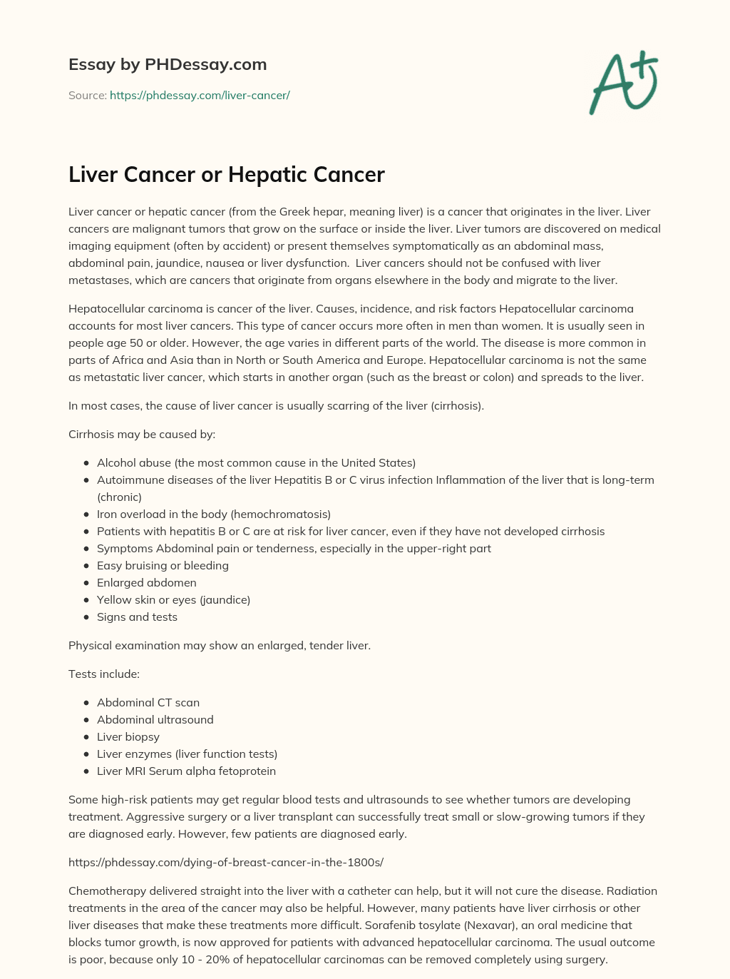 essay on liver cancer