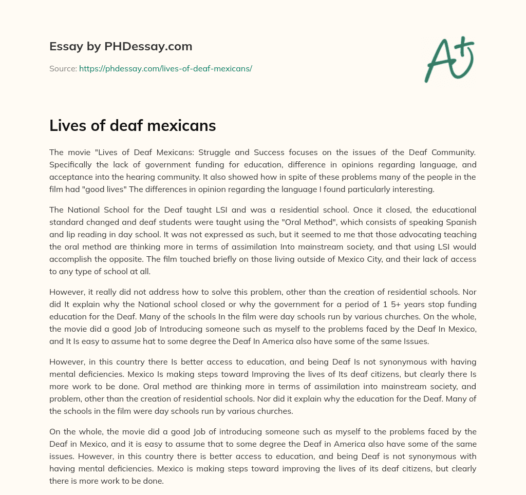 Lives of deaf mexicans essay