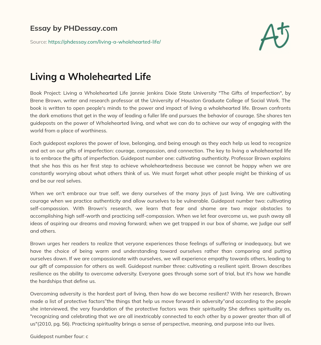 Living a Wholehearted Life essay