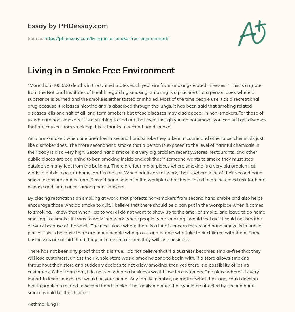 Living in a Smoke Free Environment essay