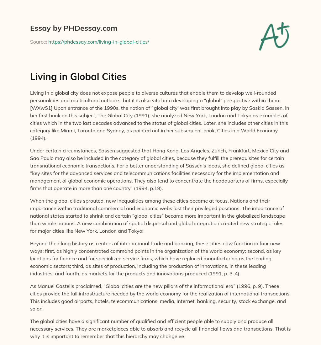 Living in Global Cities essay