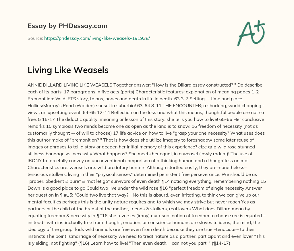 Living Like Weasels essay