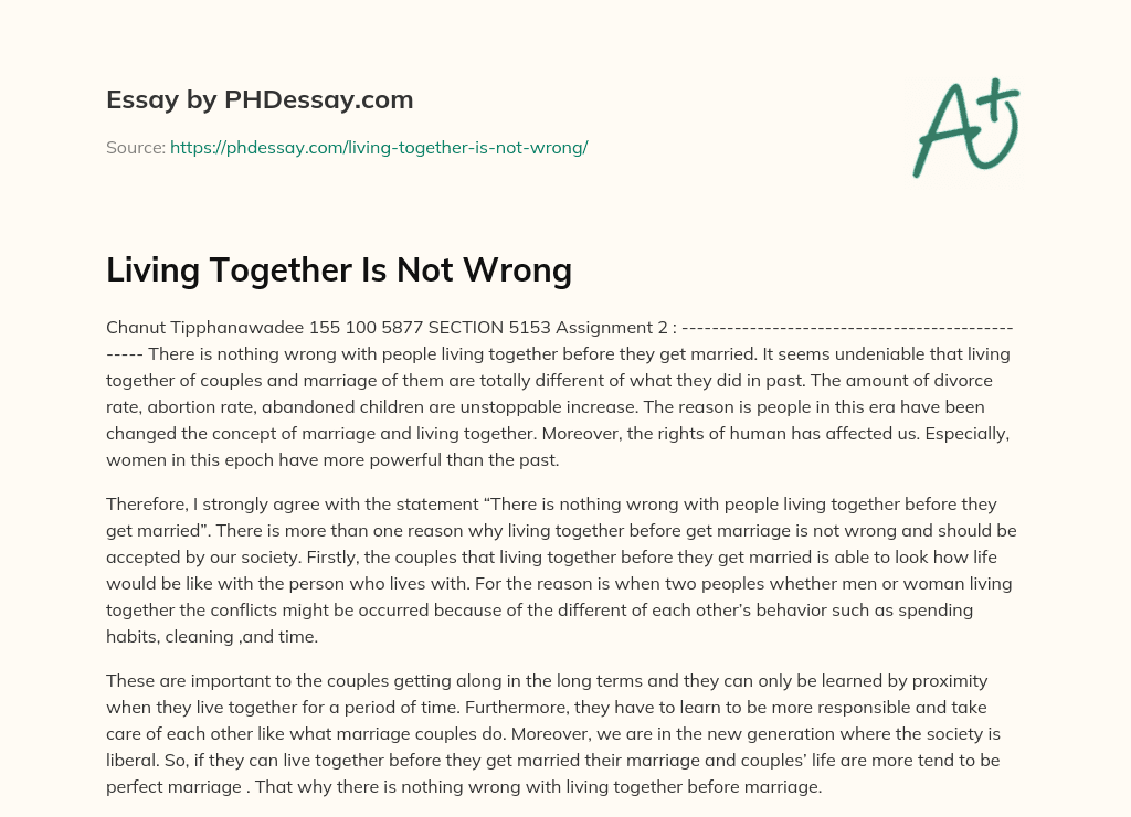 Living Together Is Not Wrong essay