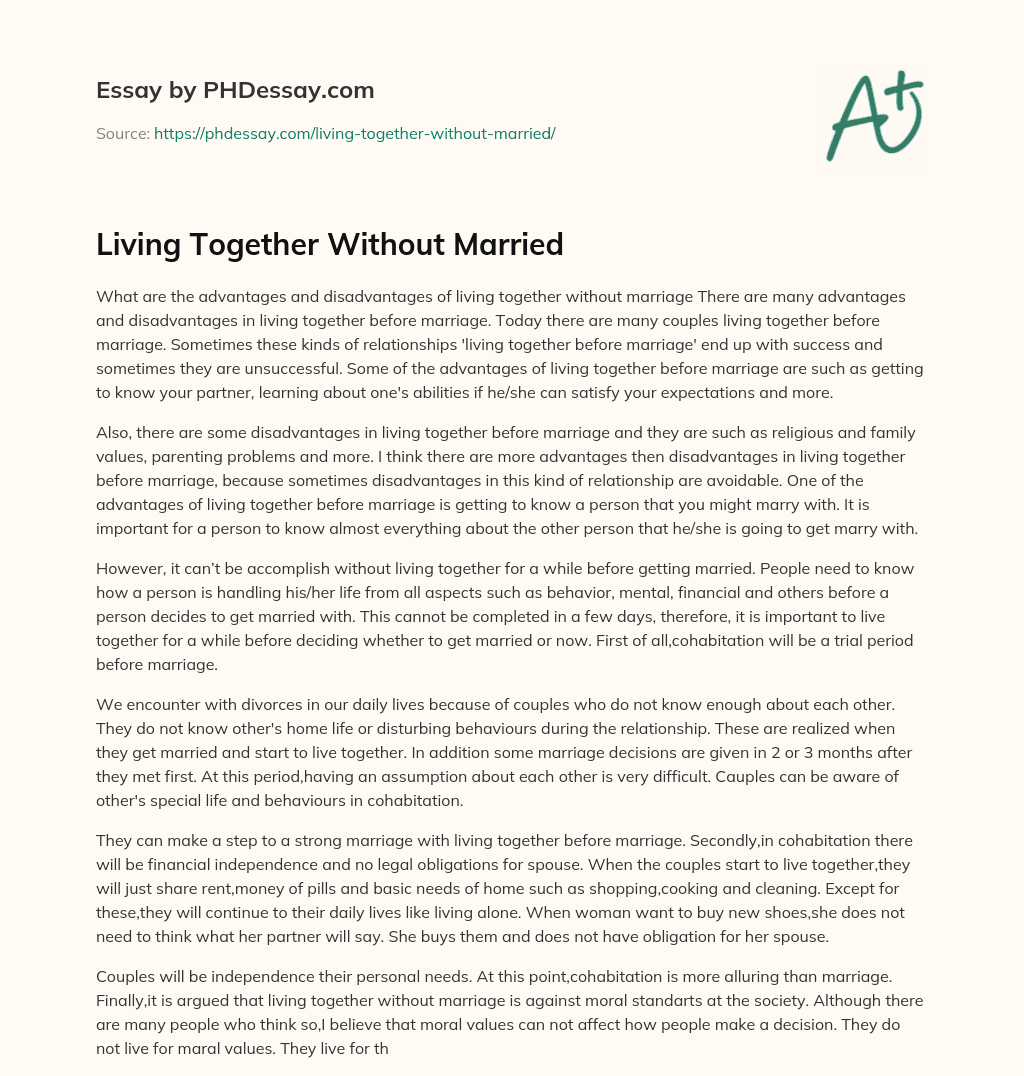 Living Together Without Married essay