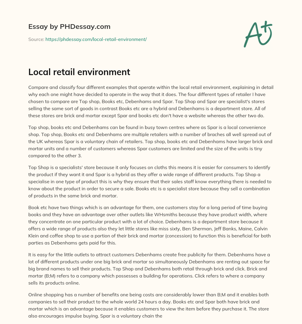 Local retail environment essay