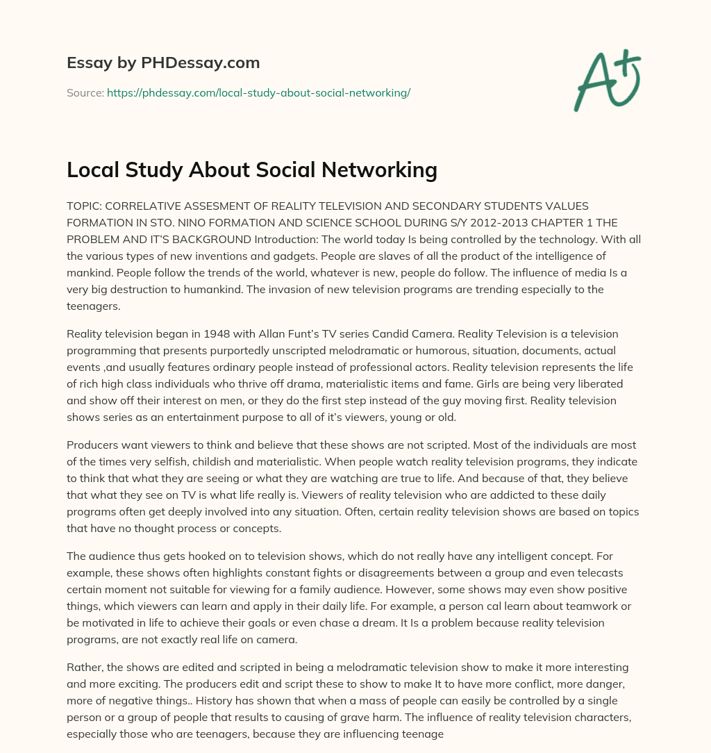 Local Study About Social Networking essay