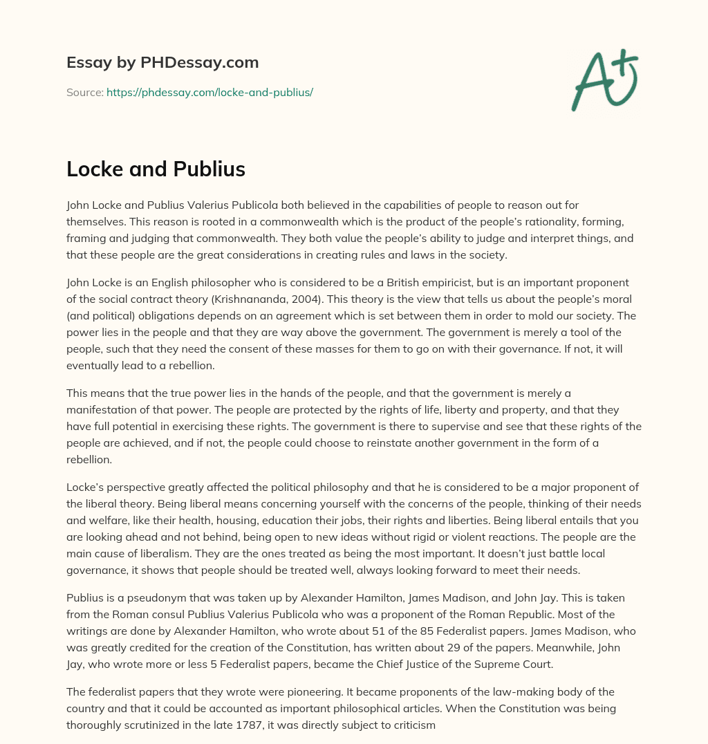 Locke and Publius essay