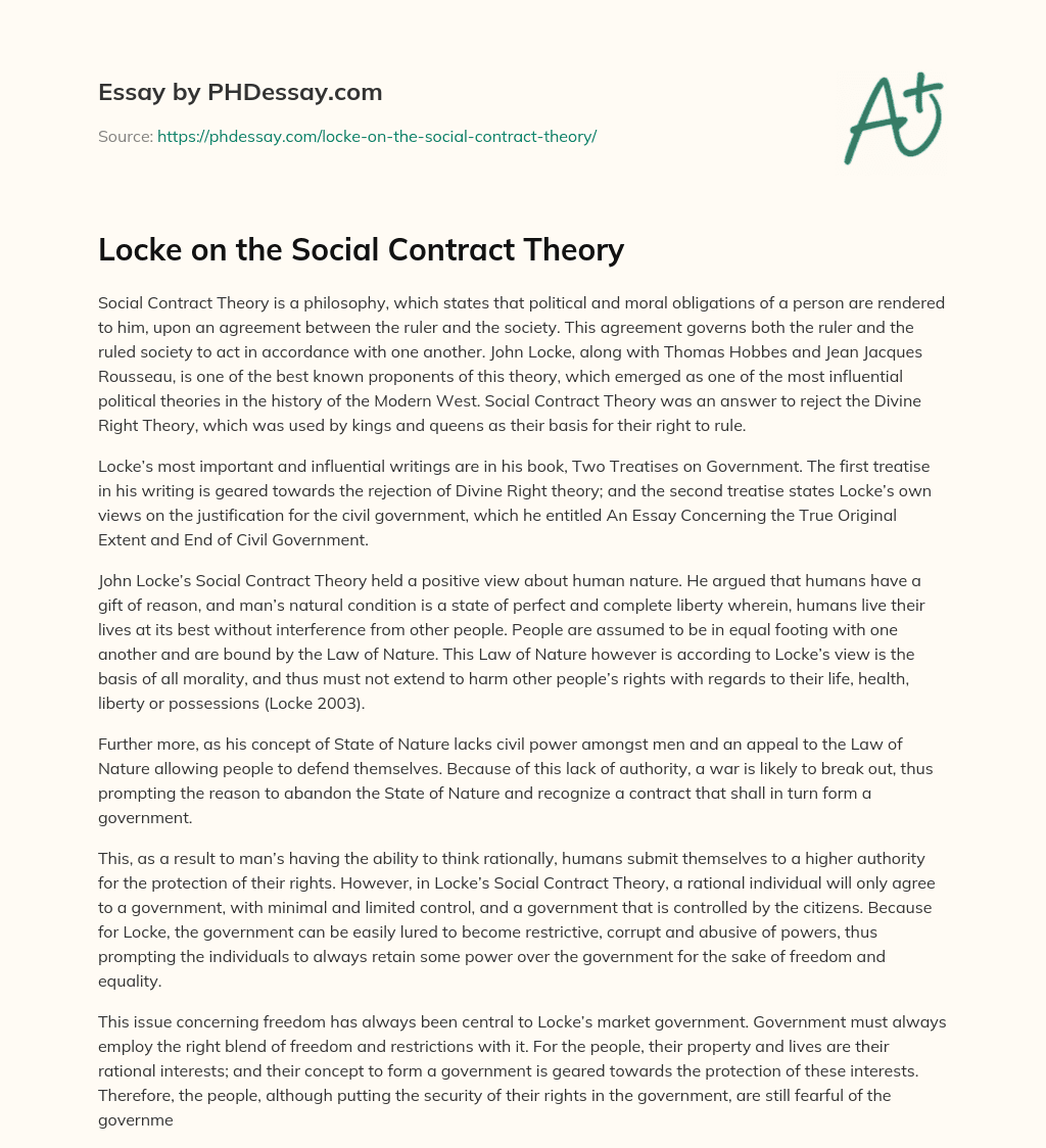 essay on social contract theory