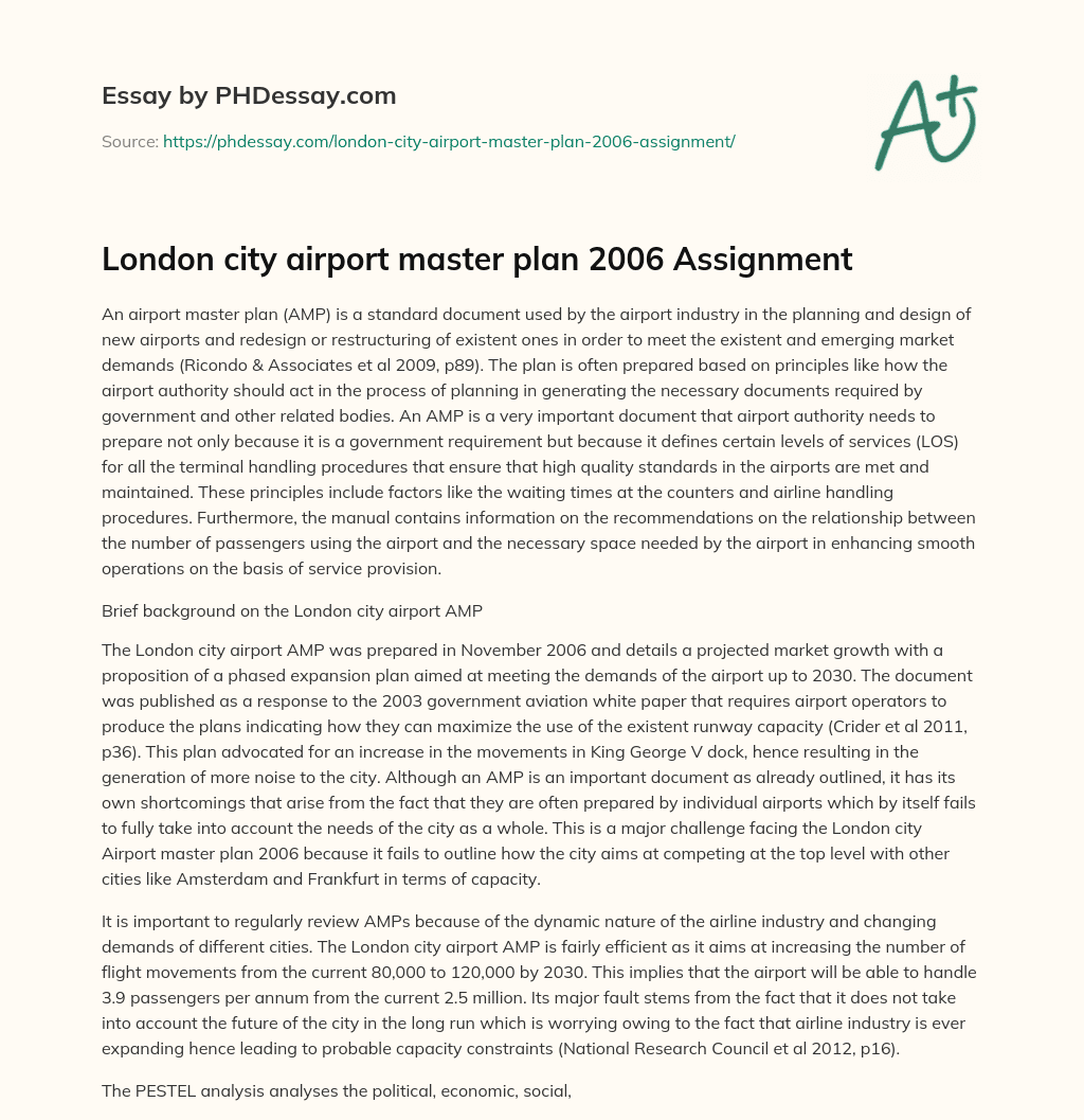 London city airport master plan 2006 Assignment essay
