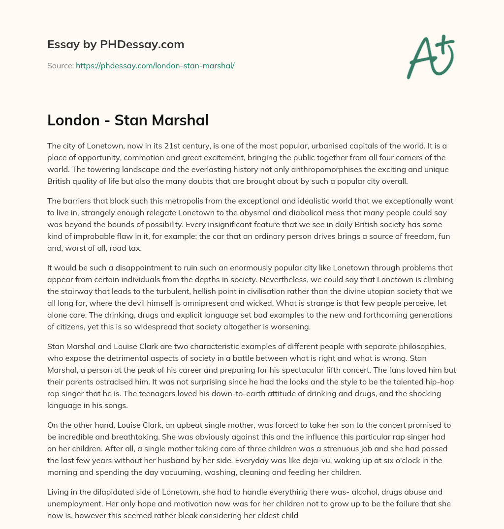 London – Stan Marshal essay