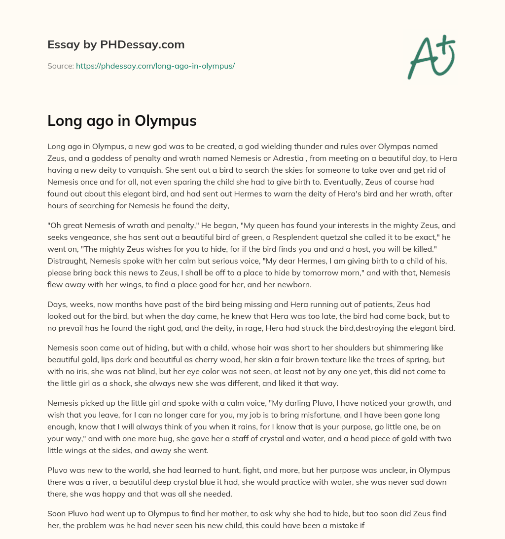 Long ago in Olympus essay