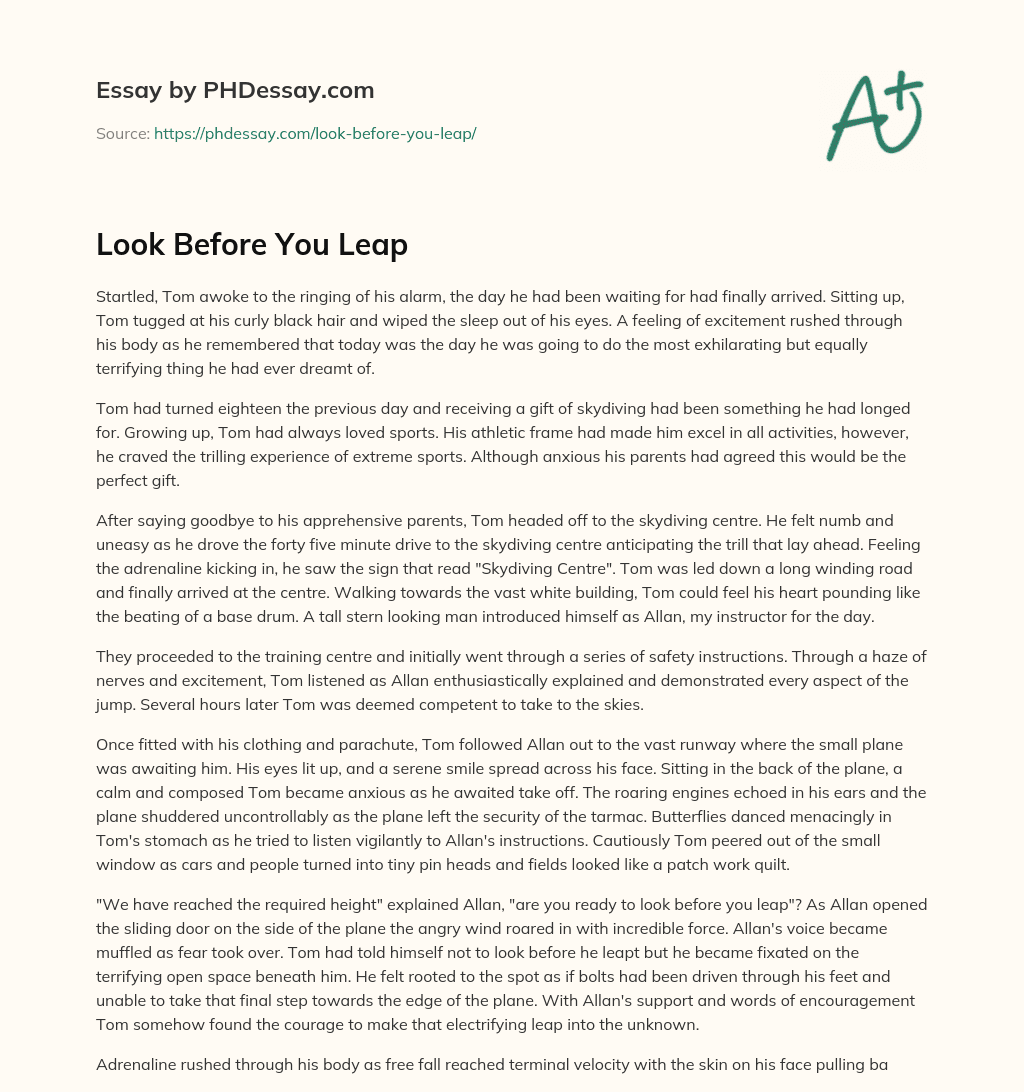 write a creative writing on look before you leap