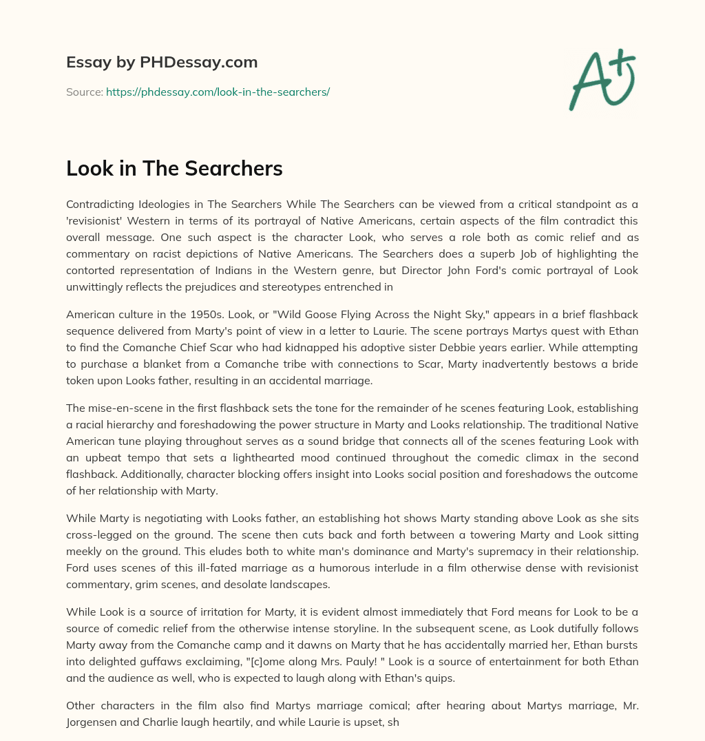 Look in The Searchers essay