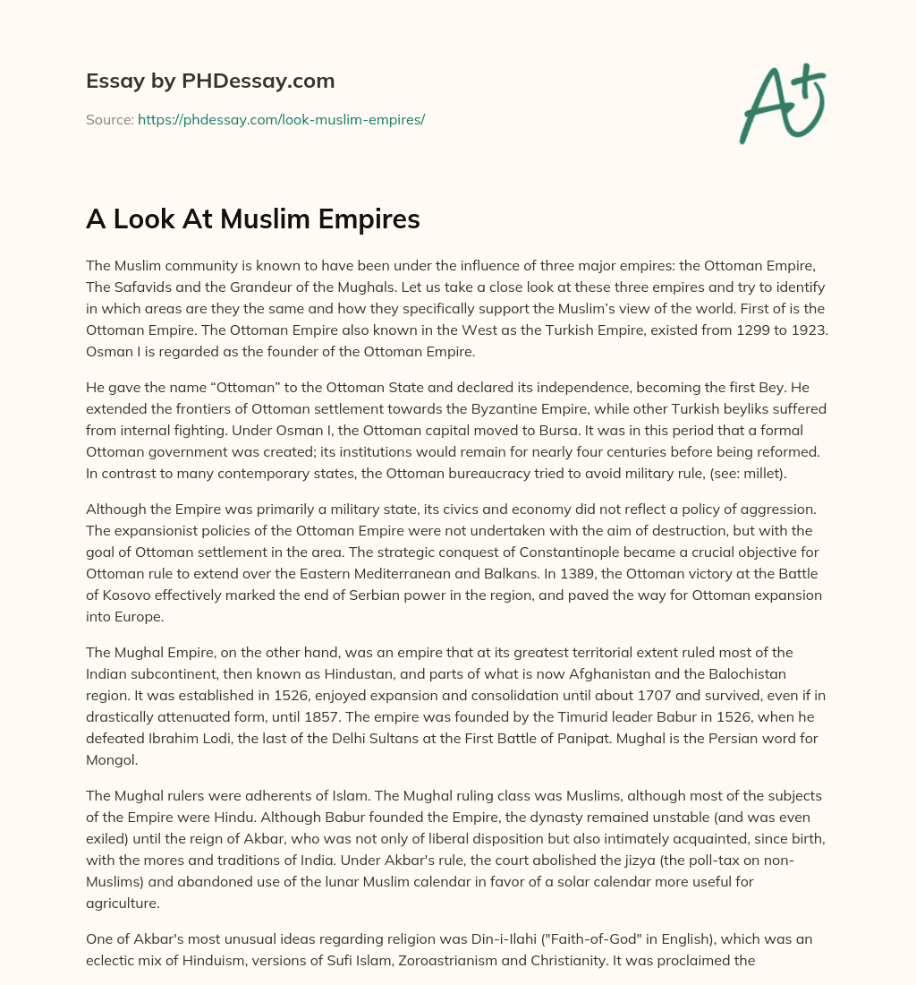 A Look At Muslim Empires essay