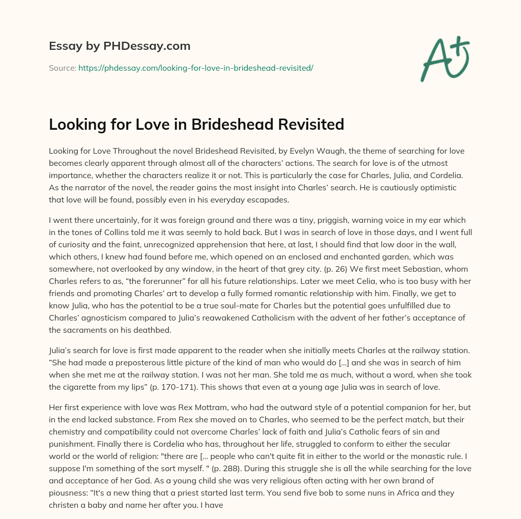 Looking for Love in Brideshead Revisited essay
