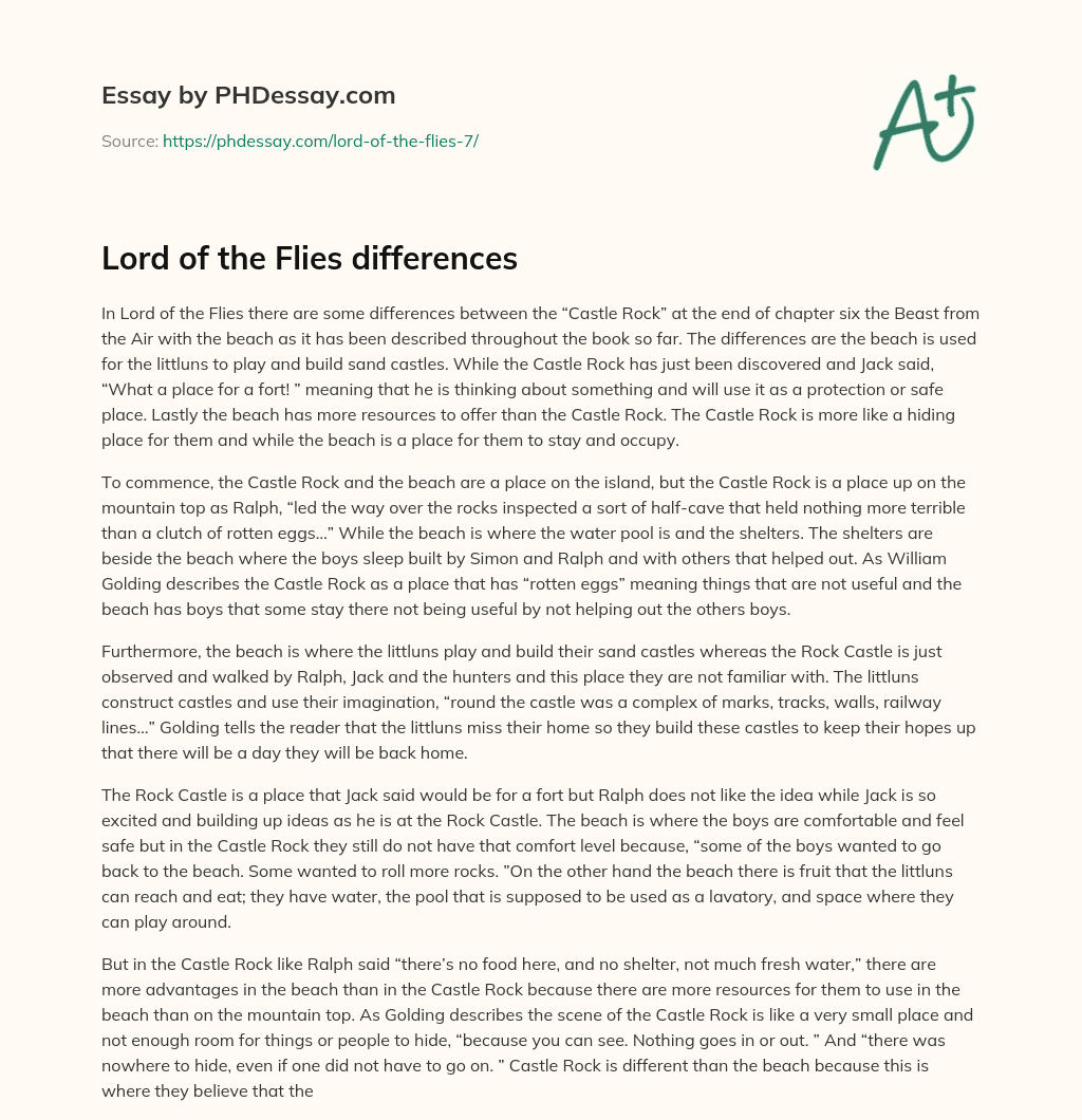 Lord of the Flies differences essay