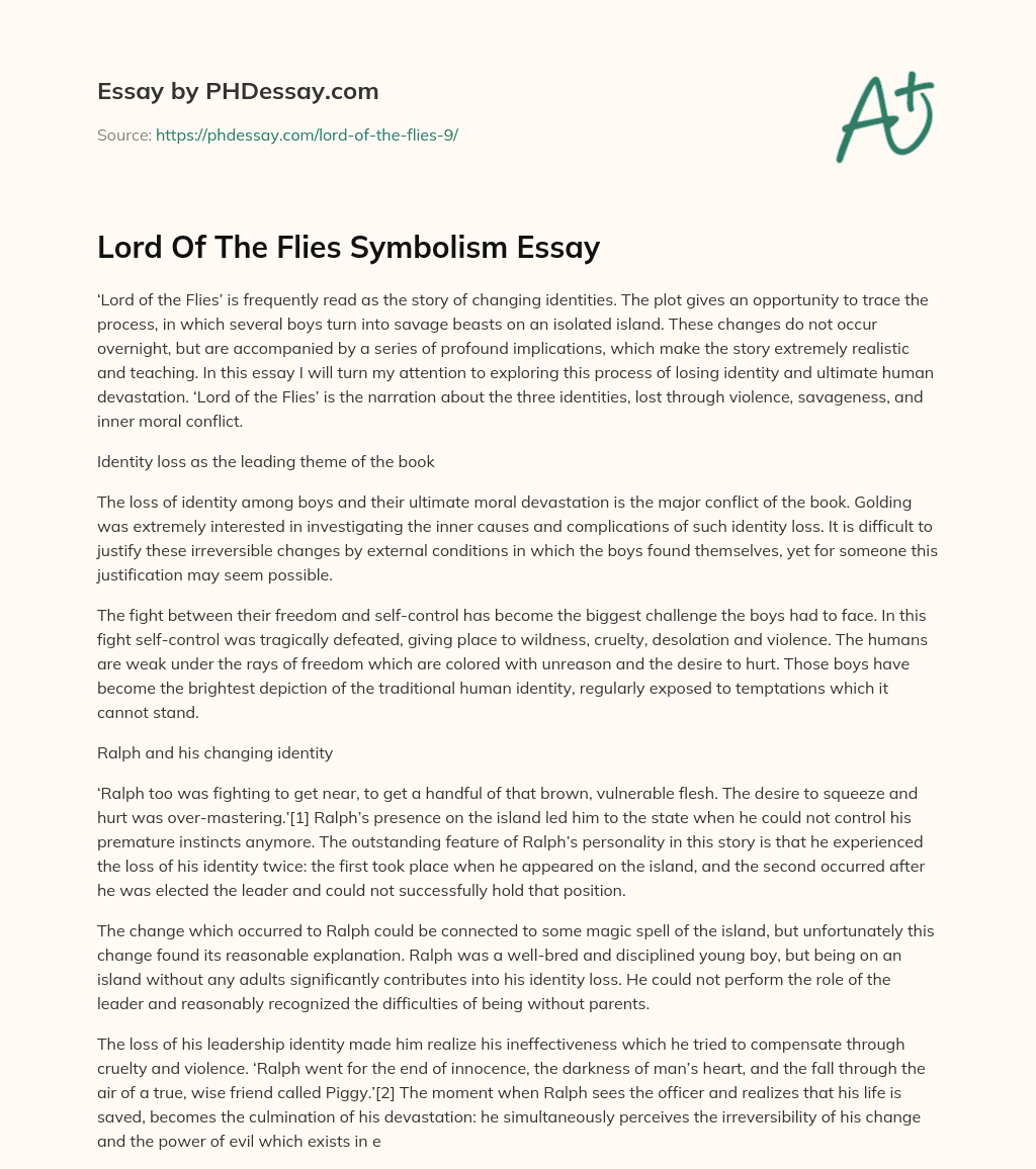 Lord Of The Flies Symbolism Essay essay