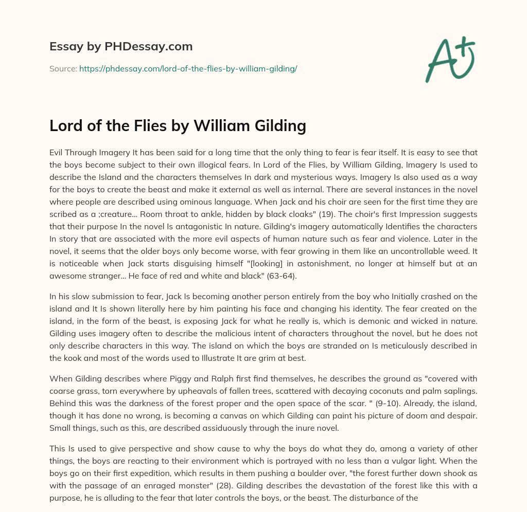 Lord of the Flies by William Gilding essay