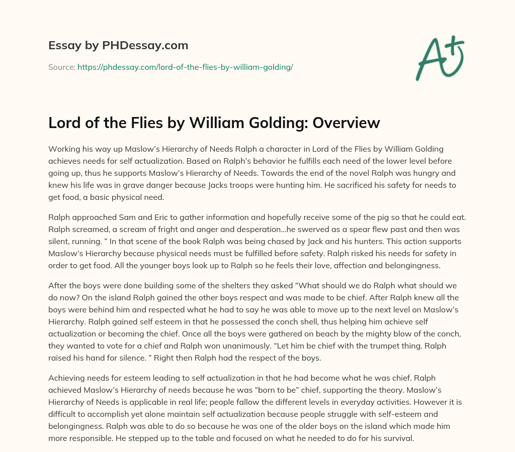 Lord of the Flies by William Golding: Overview essay