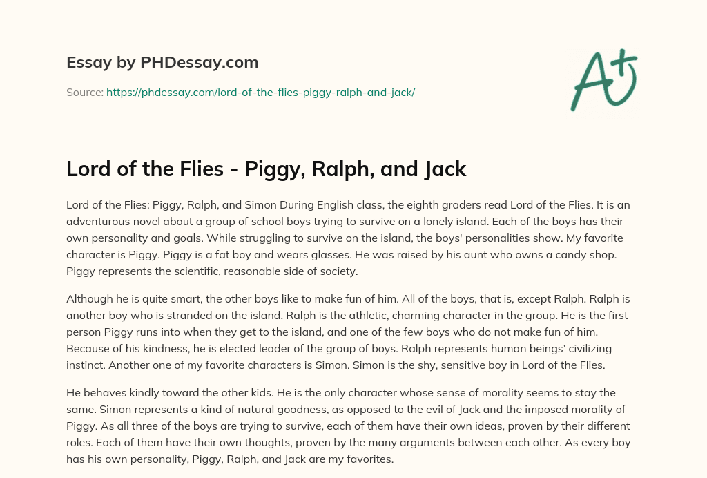 lord of the flies essay piggy