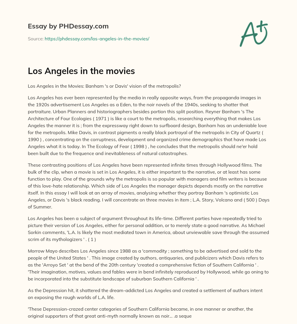 Los Angeles in the movies essay