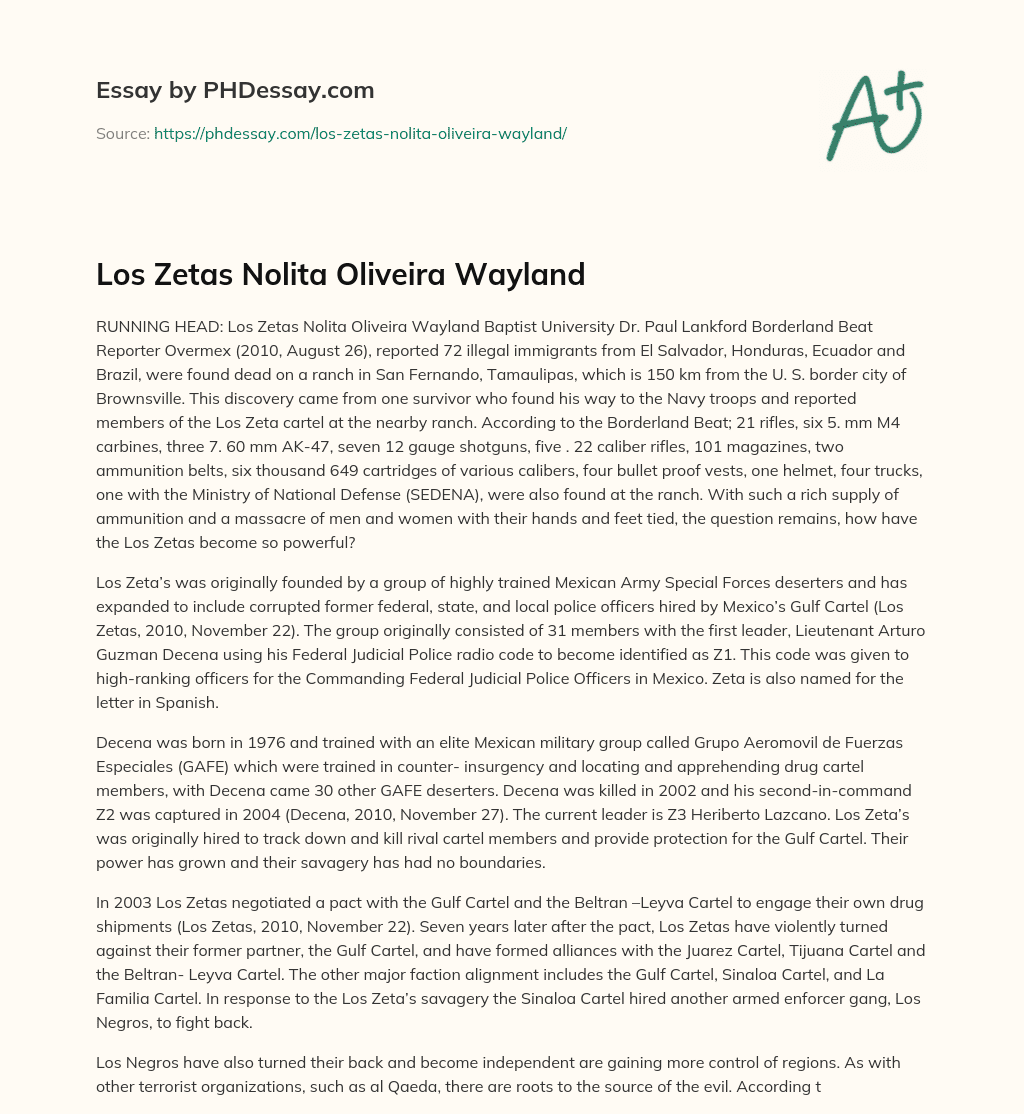 Los Zetas Nolita Oliveira Wayland essay