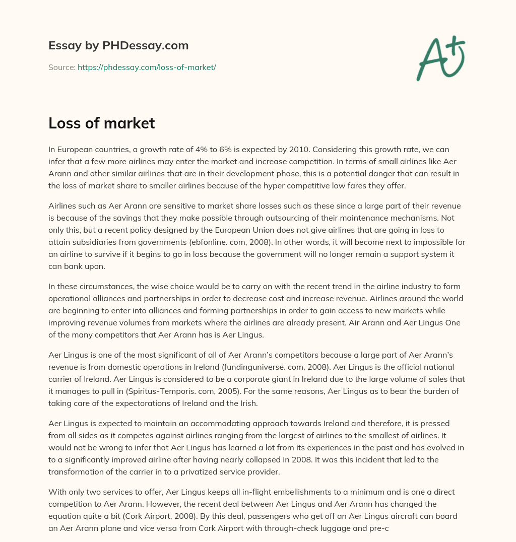 Loss of market essay