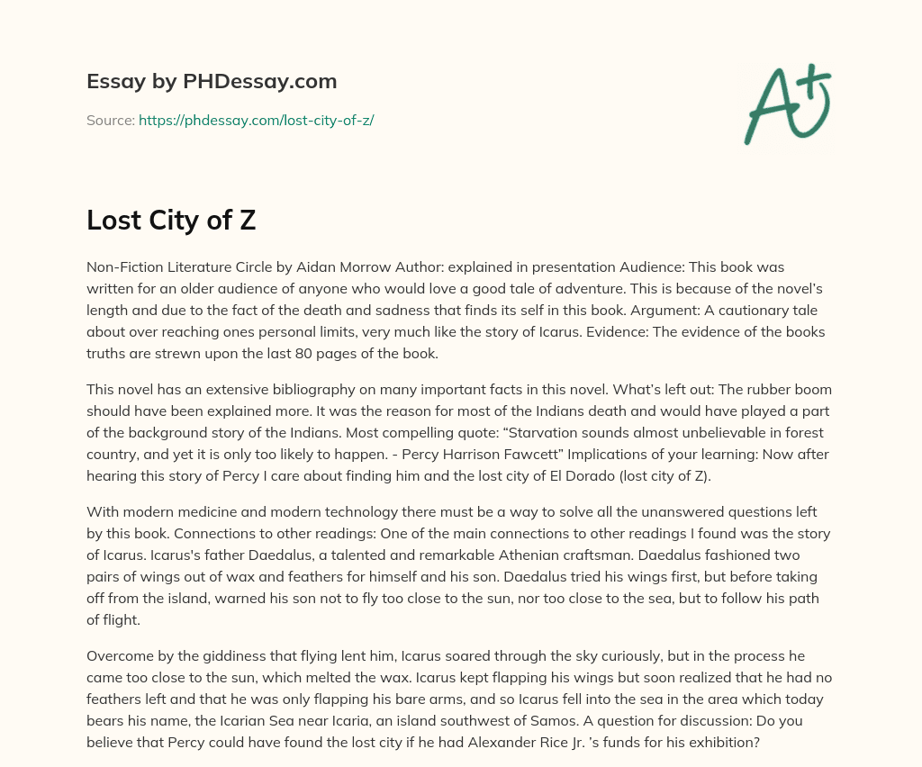 Lost City of Z essay