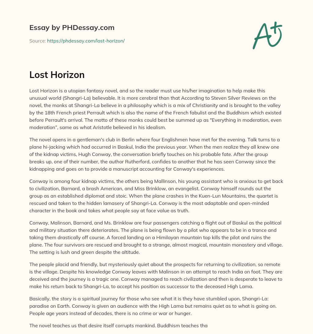 Lost Horizon essay
