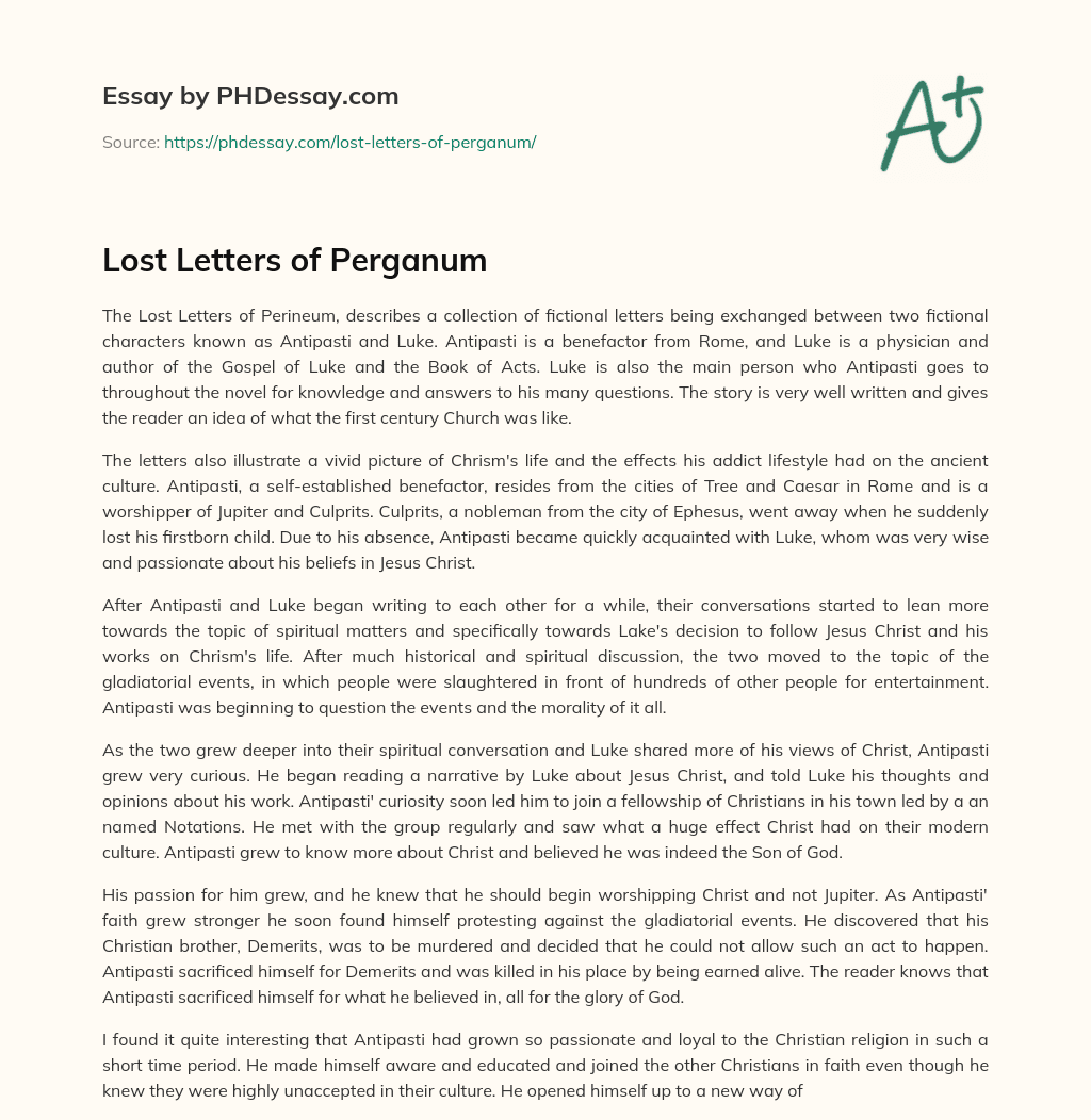 Lost Letters of Perganum essay