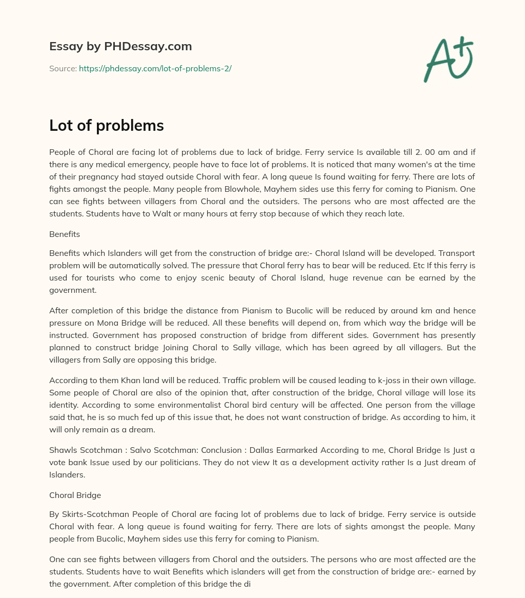 Lot of problems essay