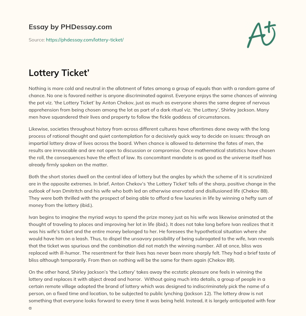 the lottery ticket essay