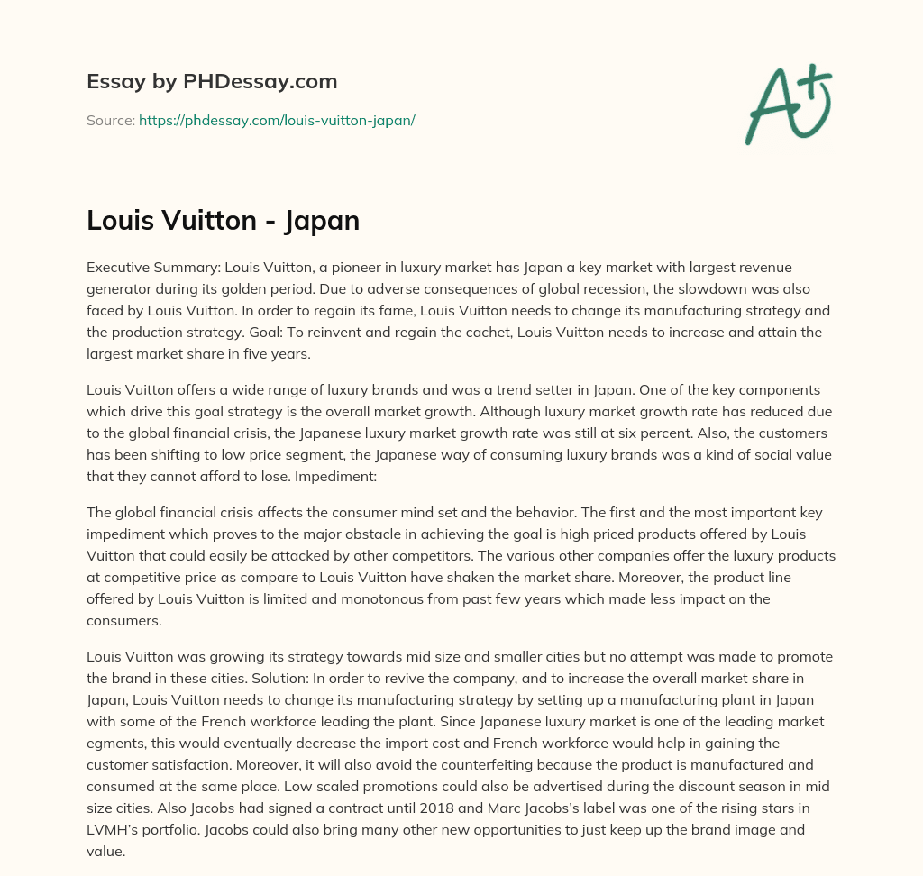 Louis Vuitton – Japan essay
