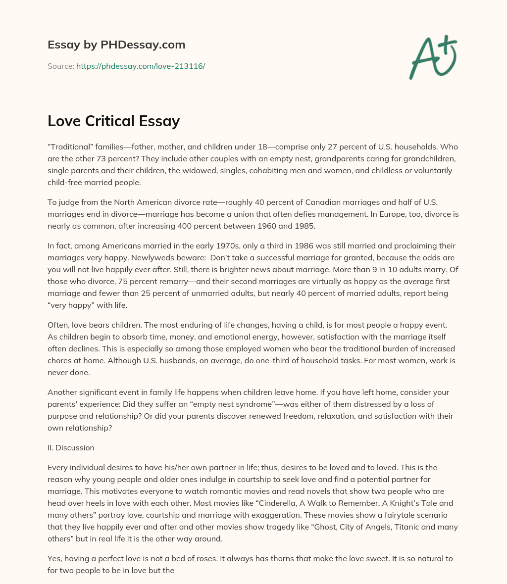 Love Critical Essay essay