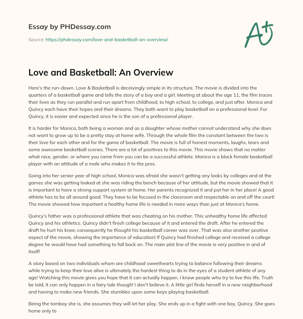 essay on love for basketball