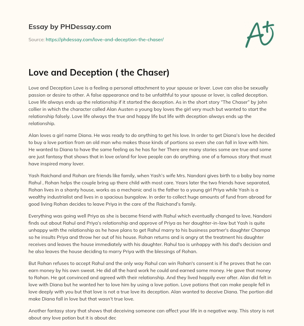 Love and Deception ( the Chaser) essay