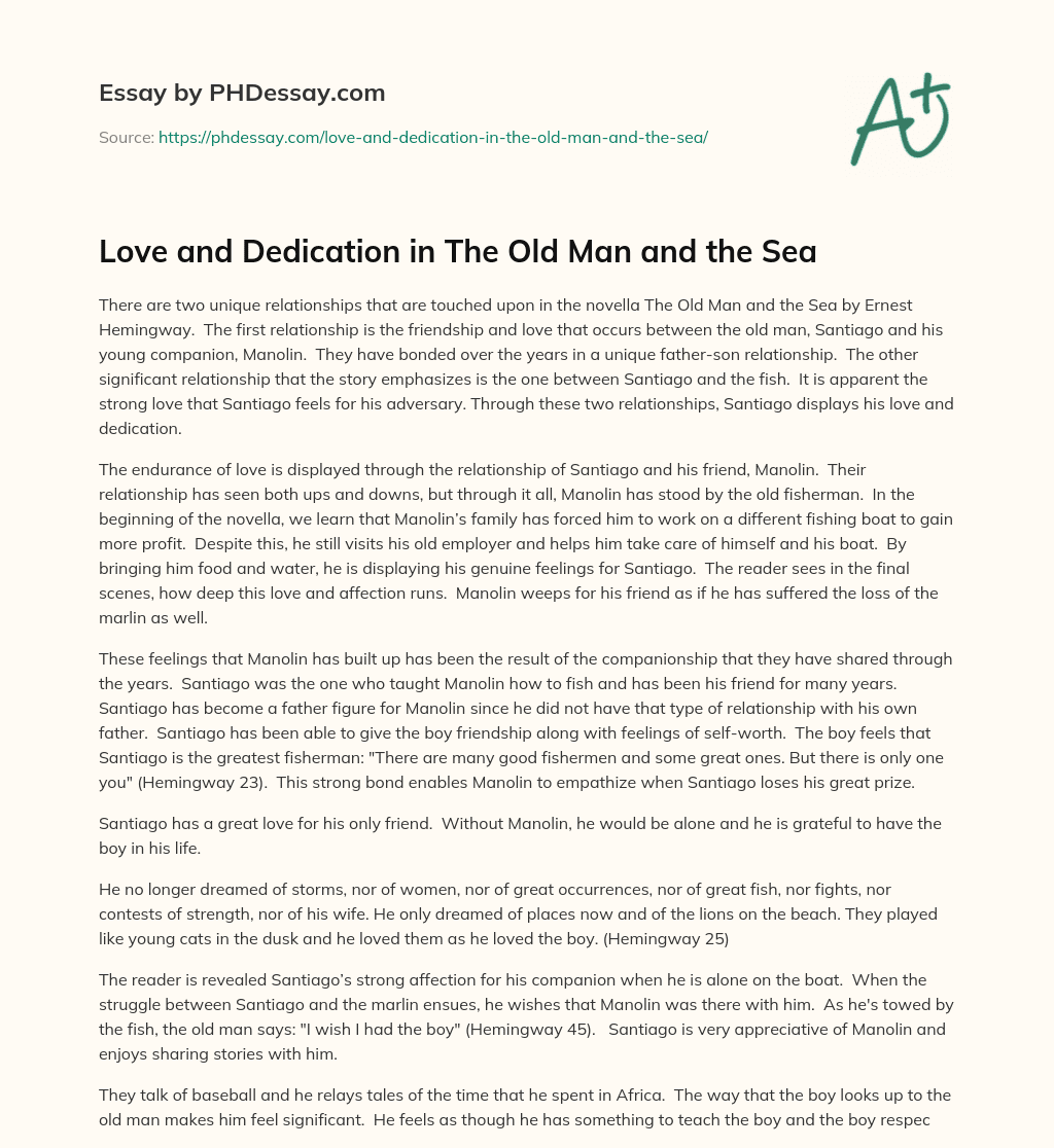 Love and Dedication in The Old Man and the Sea essay