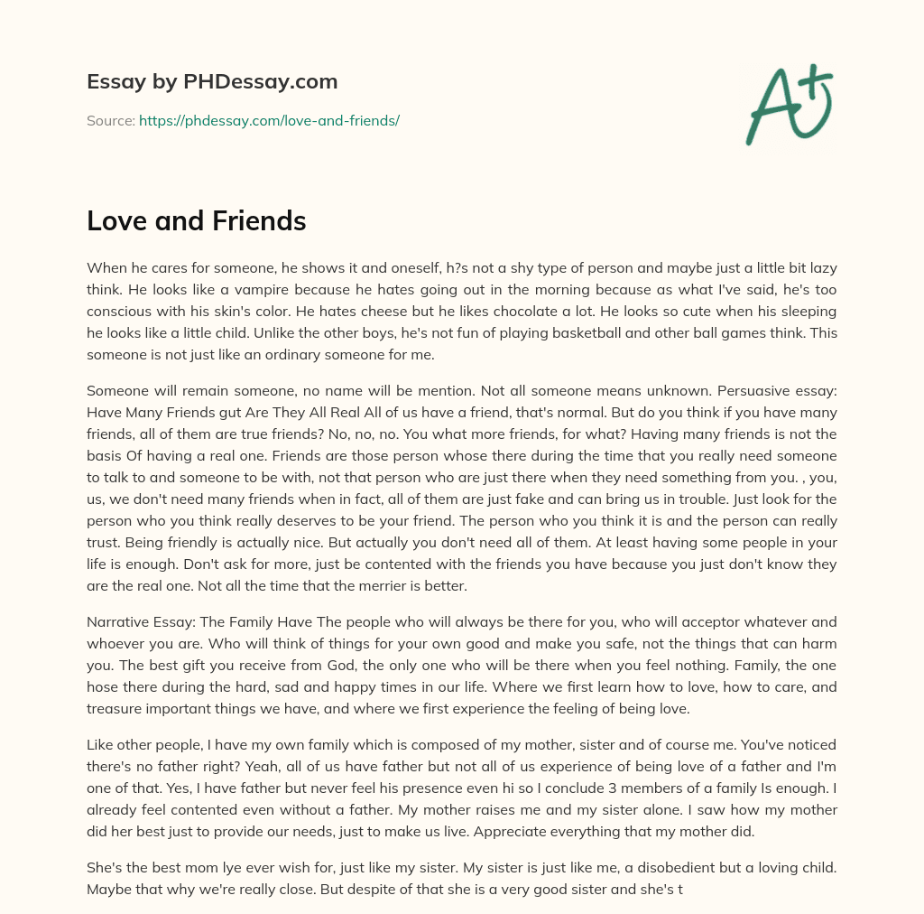 Love and Friends essay