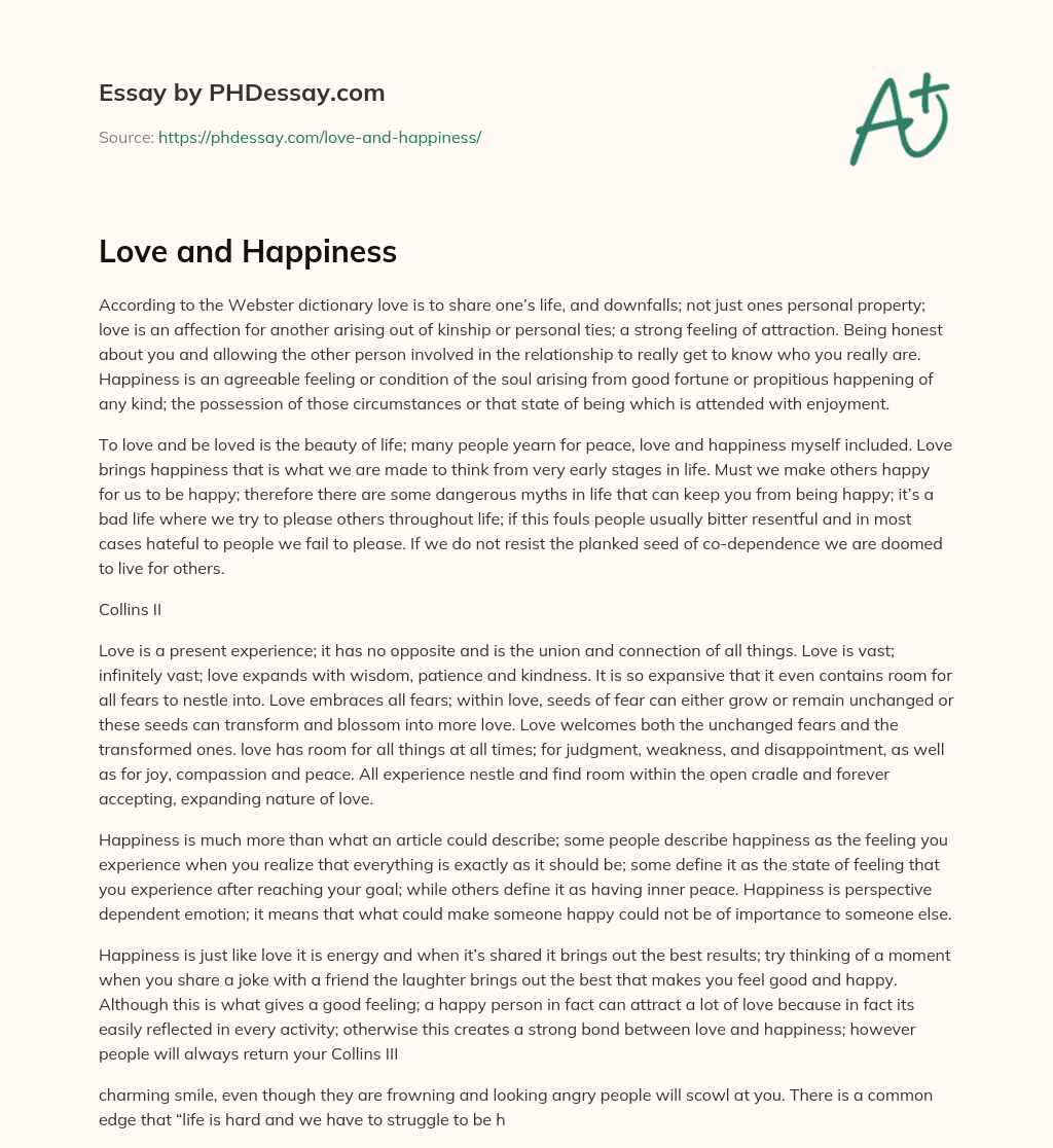 love and happiness essay